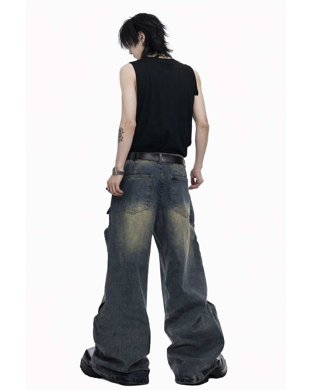 Oversized Distressed Wide Leg Denim Jeans