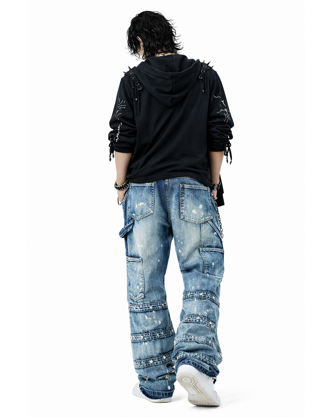 Men's Distressed Patchwork Denim Jeans