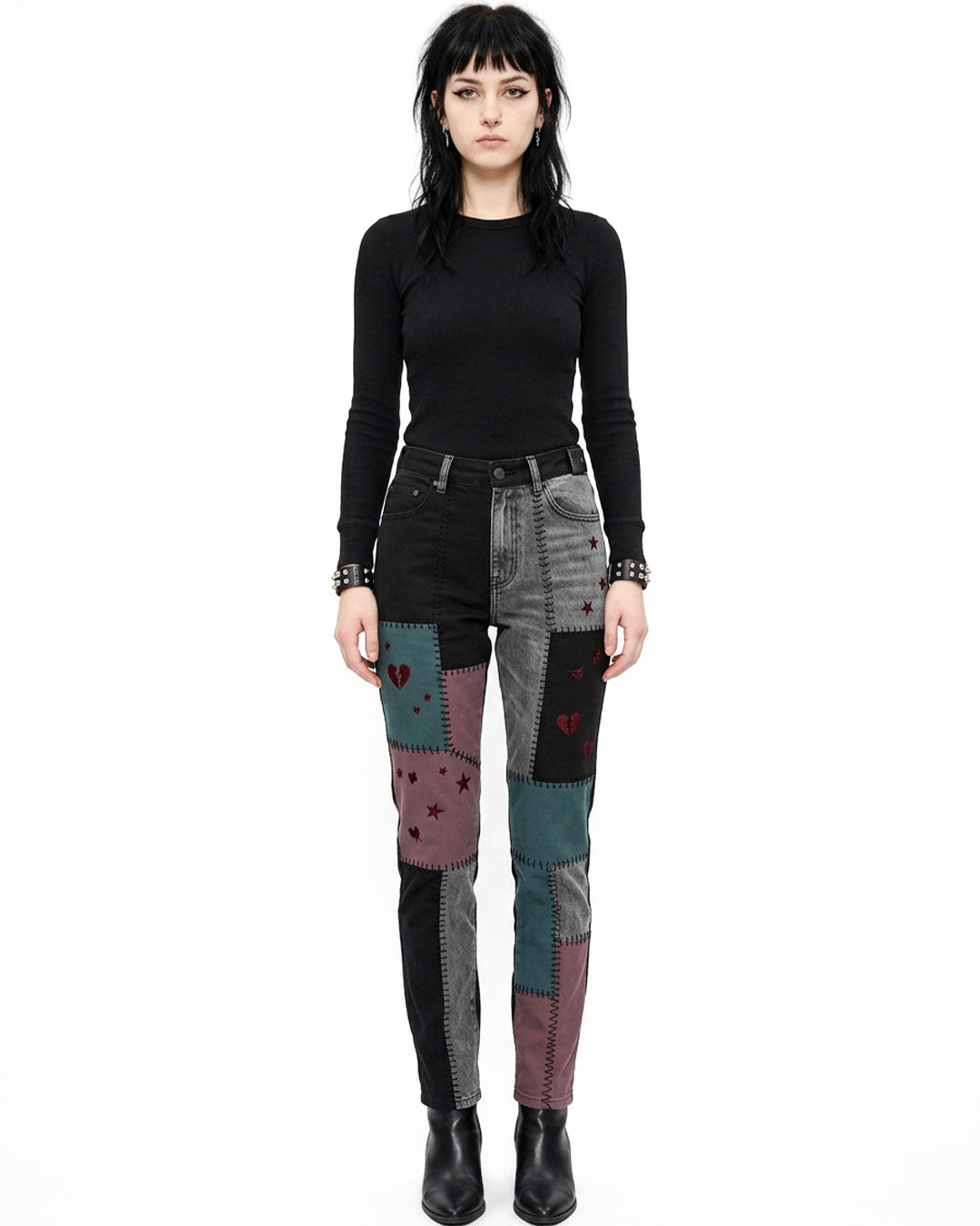 Women's Patchwork Jeans - Gothic Alternative Denim Pants