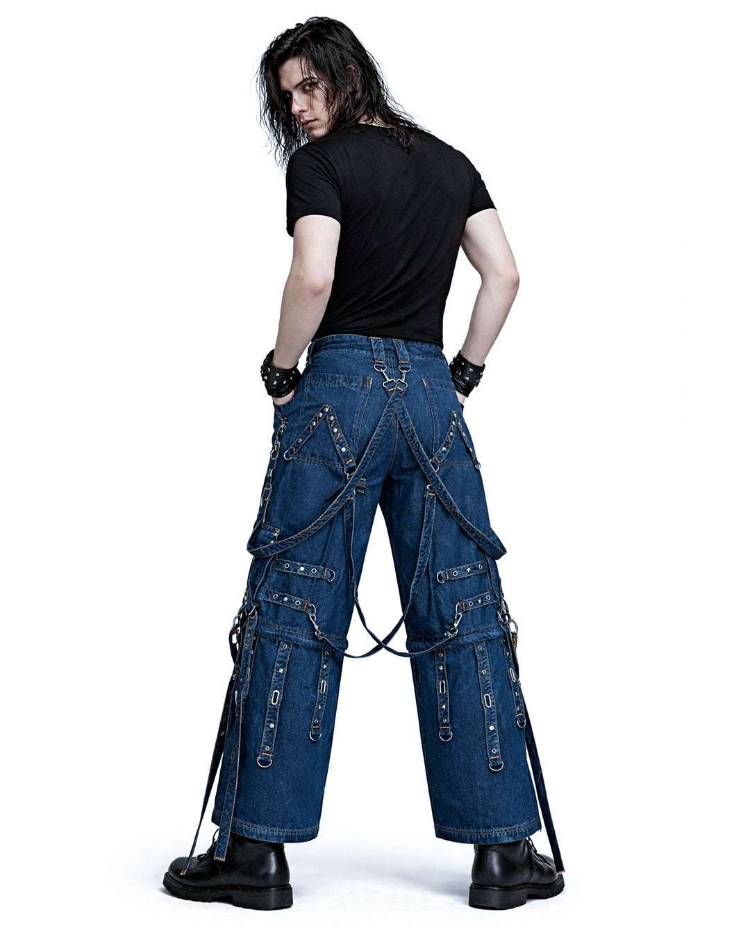 Y2k Denim Cargo Jeans With Straps