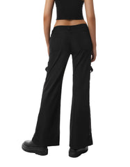 GENEMA Women’s Gothic Wide-Leg Cargo Pants – Chains & Side Split Zippers
