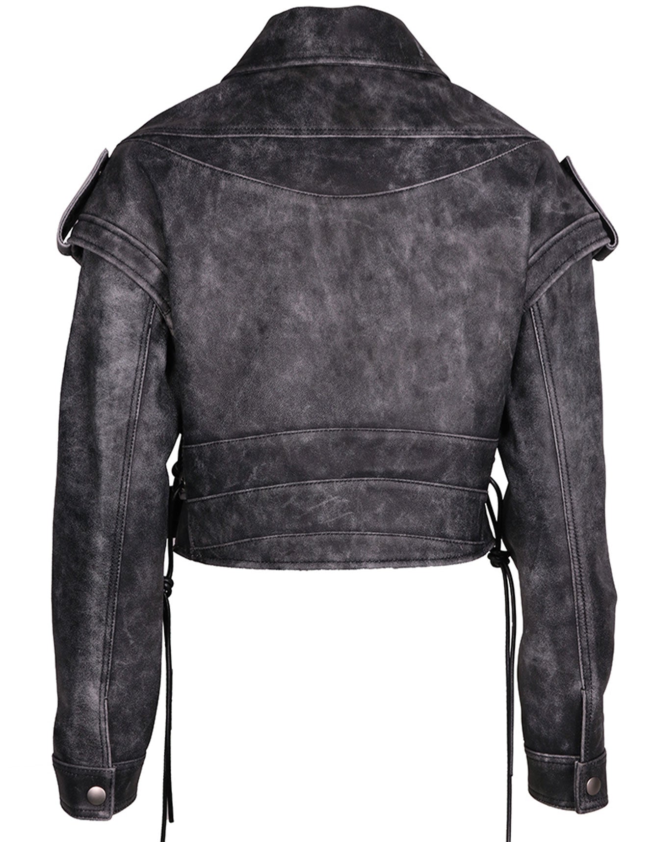 Black Distressed Biker Jacket -   - Trippprs