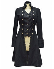 Black Gothic Long Coat For Women - Women Gothic Coat  - Trippprs
