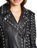 Black Studded Leather Jacket -  -  - Trippprs