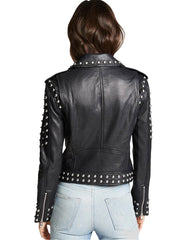 Black Studded Leather Jacket -  -  - Trippprs
