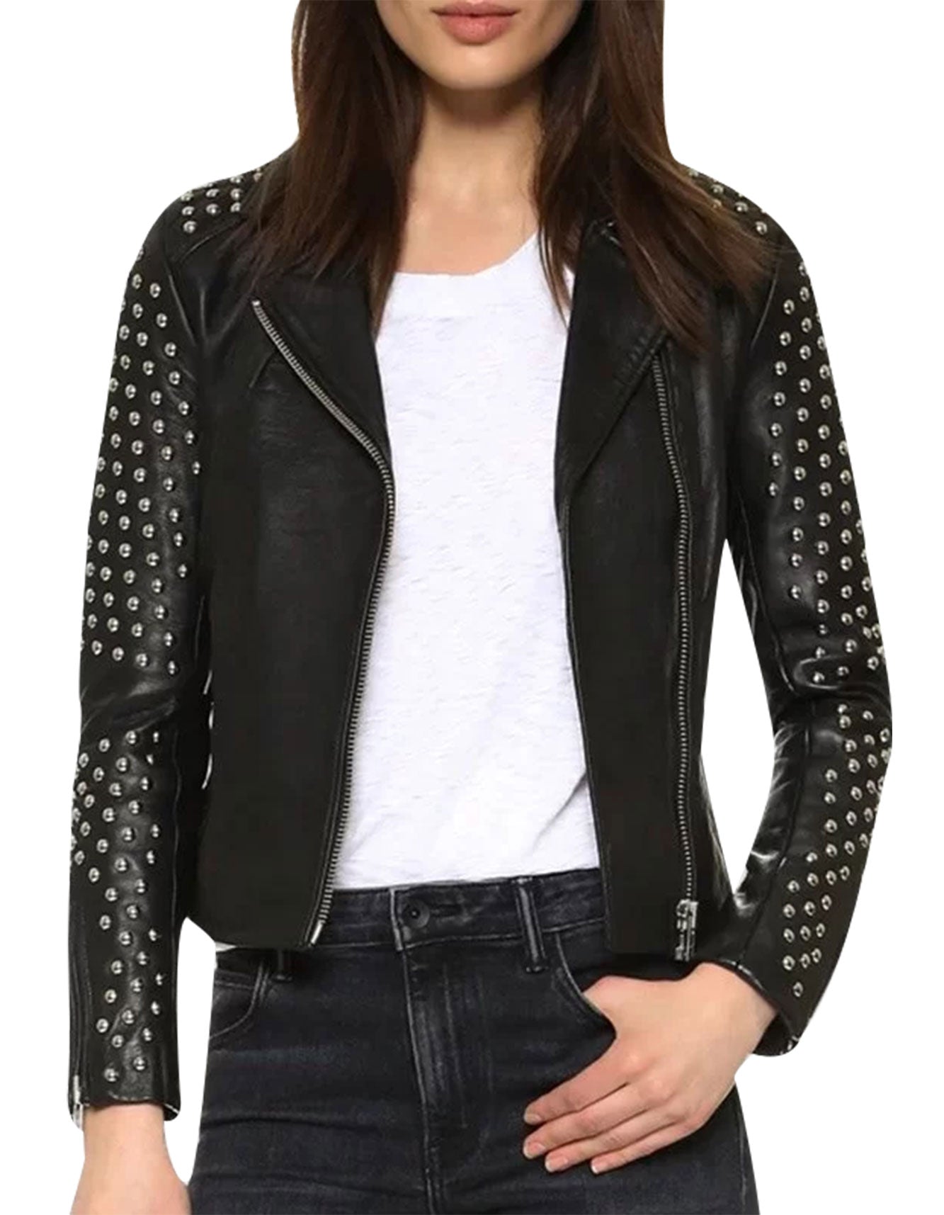 Black Studded Motorcycle Jacket -  -  - Trippprs