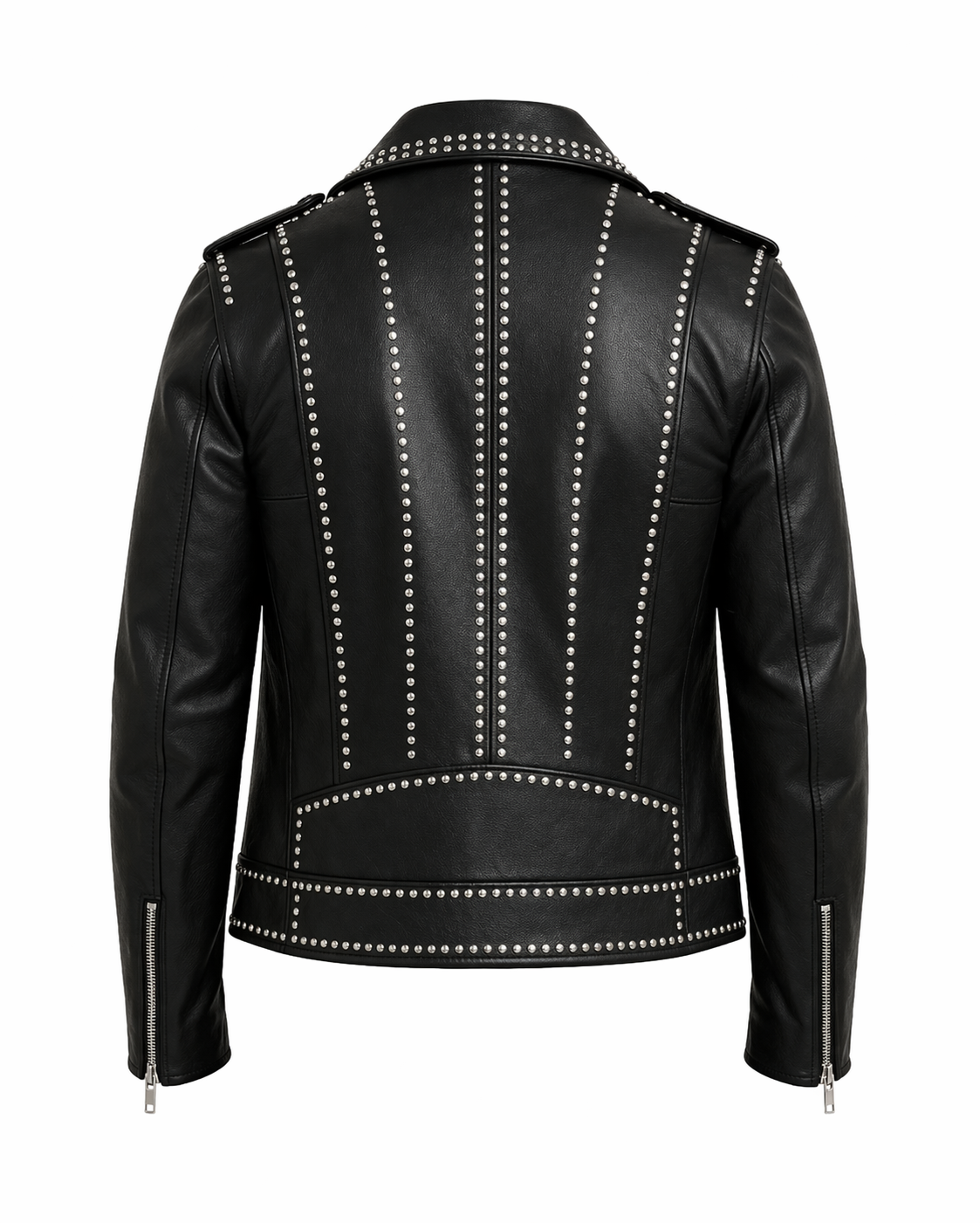 Silver Studded Leather Biker Jacket
