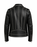 Silver Studded Leather Biker Jacket