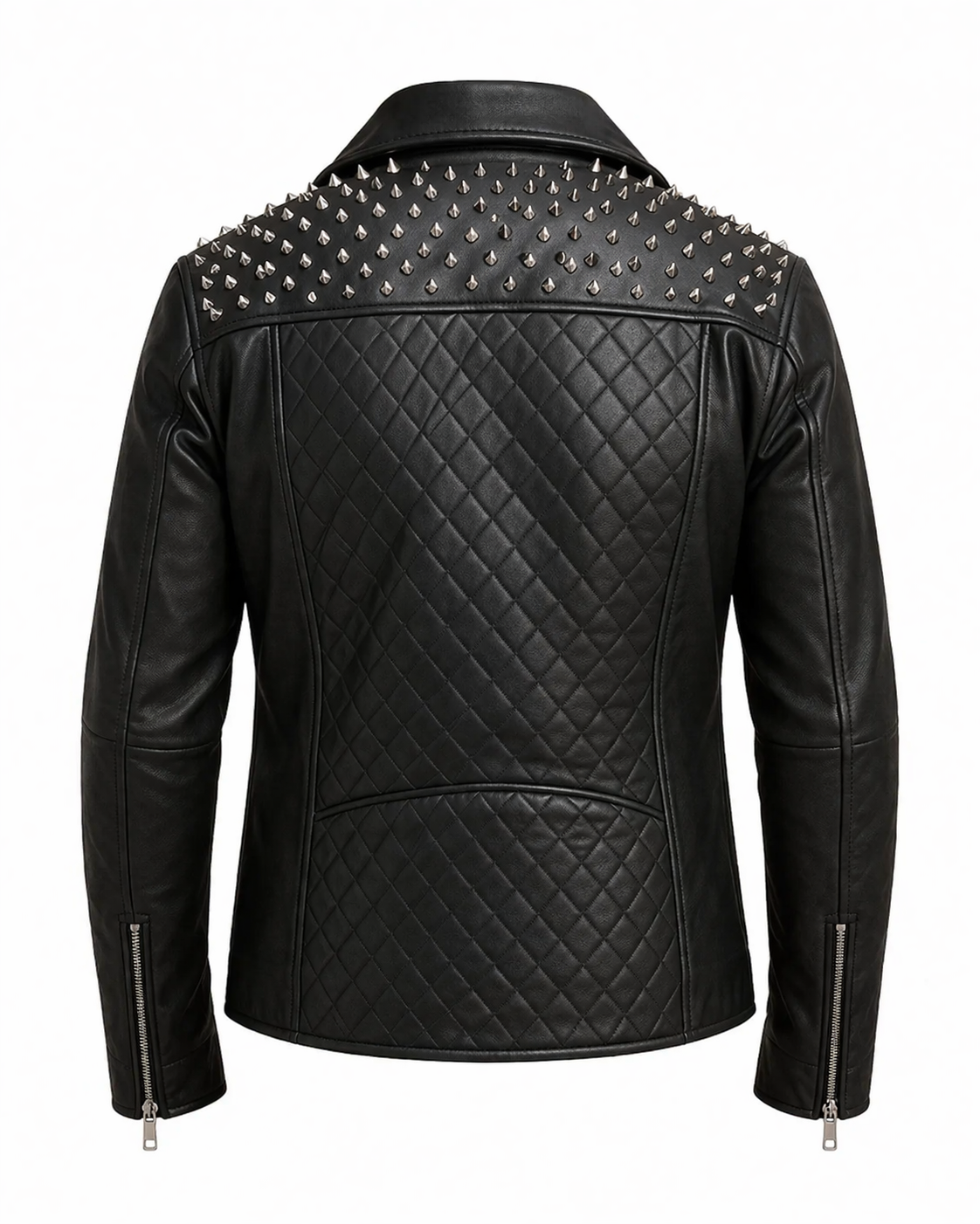 Black Studded Cowhide Motorcycle Jacket