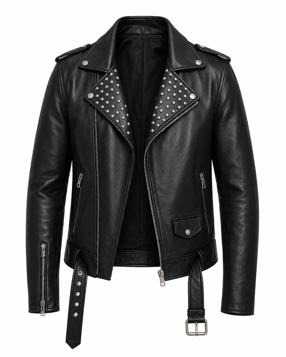 Black Rocker Studded Leather Jacket