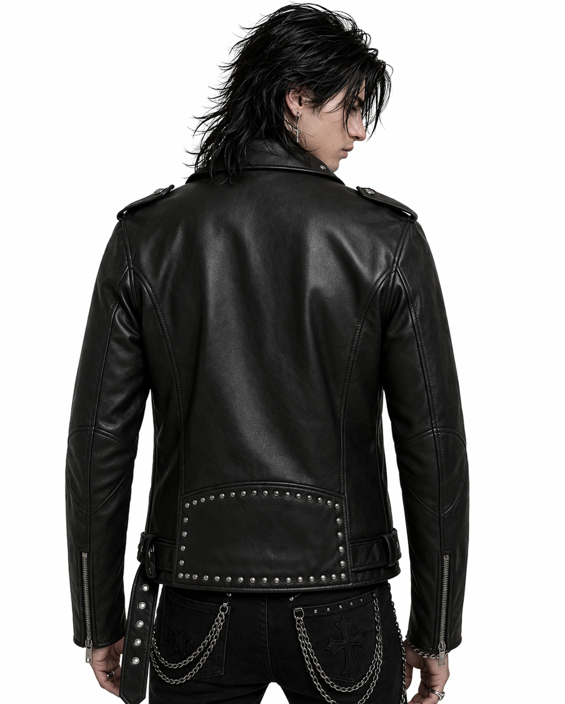 Black Rocker Studded Leather Jacket