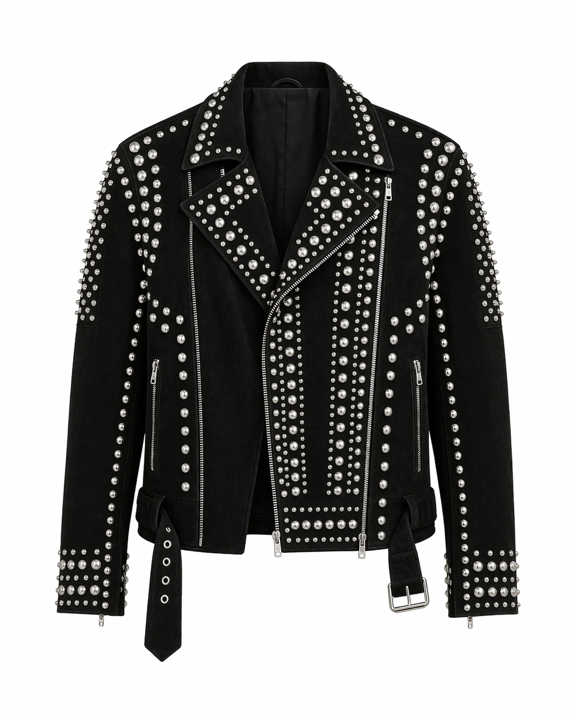 Black Studded Leather Moto Jacket