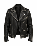 Silver Studded Leather Biker Jacket