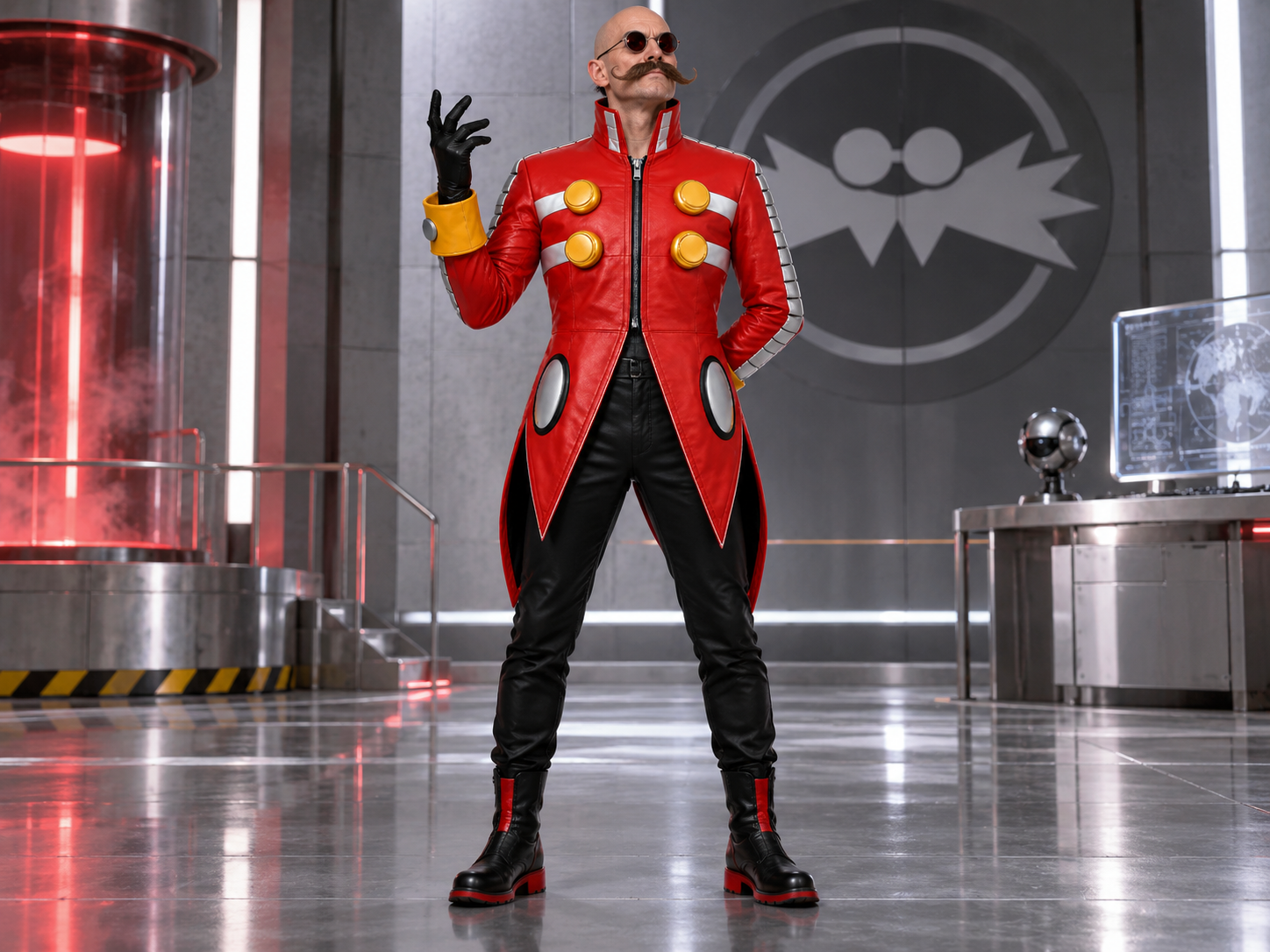 Dr. Eggman Costume Jacket – Red Leather Cosplay Coat for Men