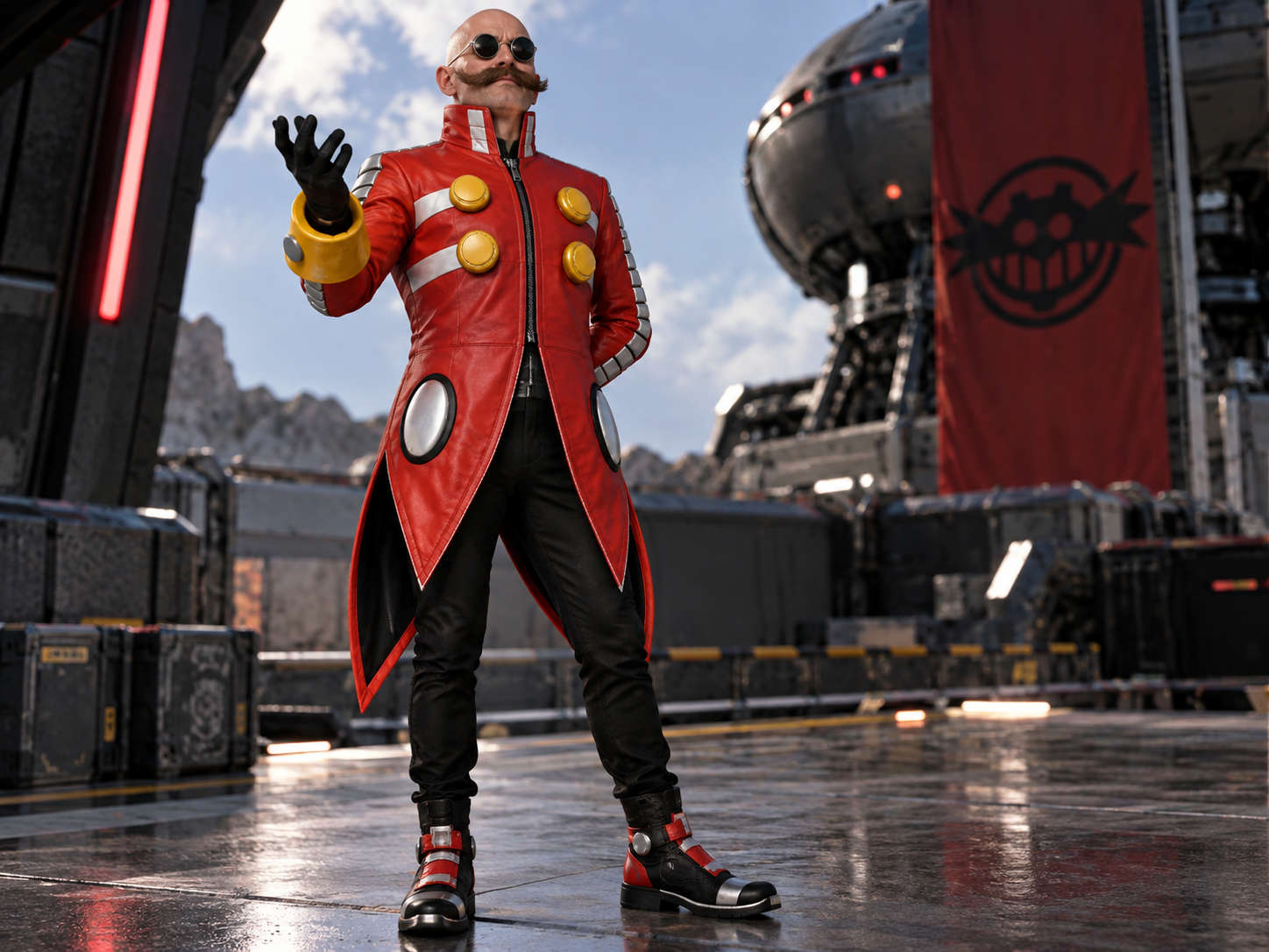 Dr. Eggman Costume Jacket – Red Leather Cosplay Coat for Men