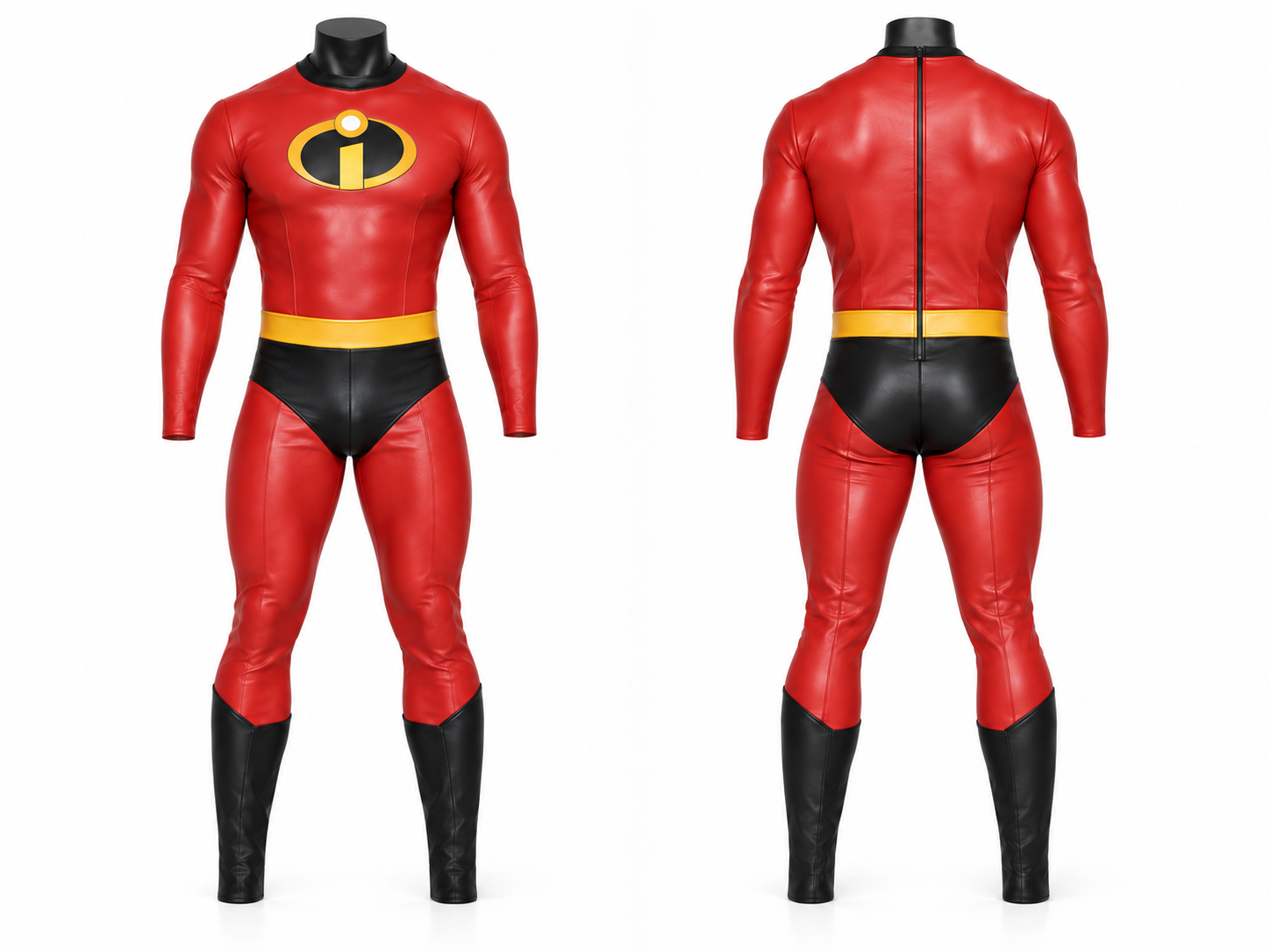 Men's The Incredibles Costume – Red Faux Leather Superhero Suit