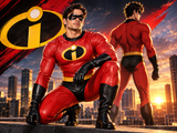 Men's The Incredibles Costume – Red Faux Leather Superhero Suit