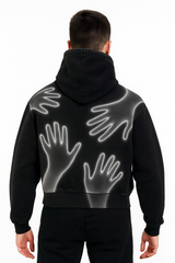 Black Glow Hands Graphic Hoodie – Unisex Streetwear