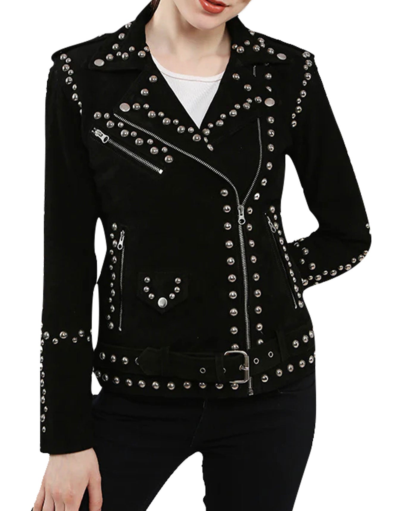 Danica Black  Suede studded  Jacket -  -  - Trippprs