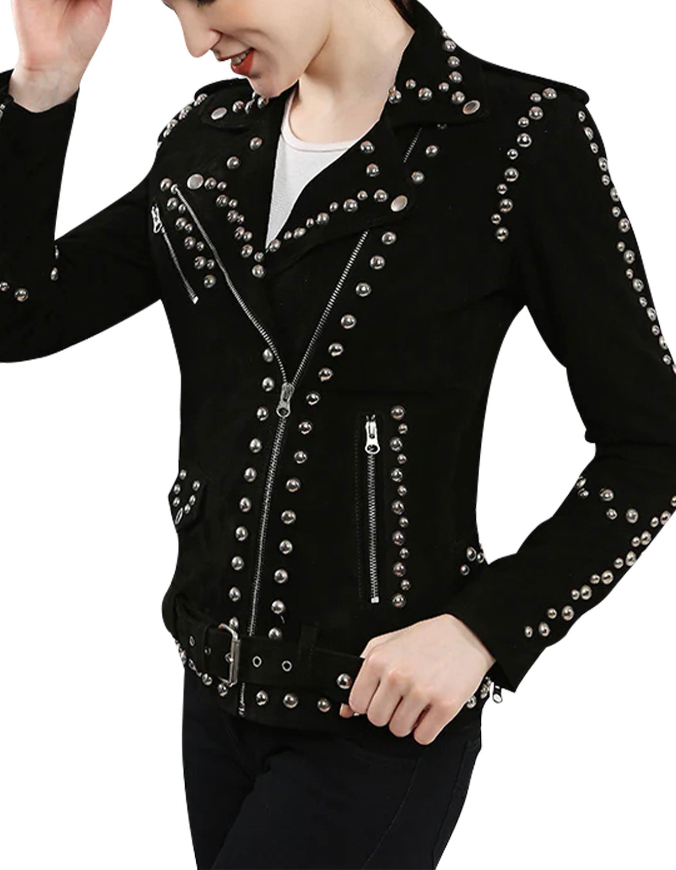 Danica Black  Suede studded  Jacket -  -  - Trippprs