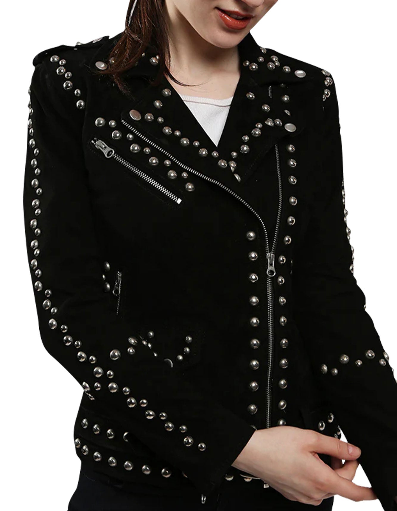 Danica Black  Suede studded  Jacket -  -  - Trippprs