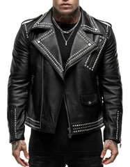 Edgy Silver Studded Moto Jacket -  -  - Trippprs