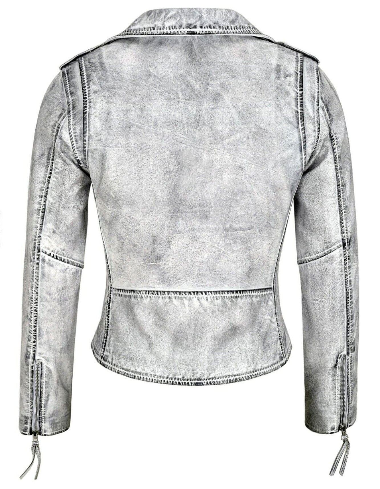 Ladies Gothic White Leather Jacket -  -  - Trippprs