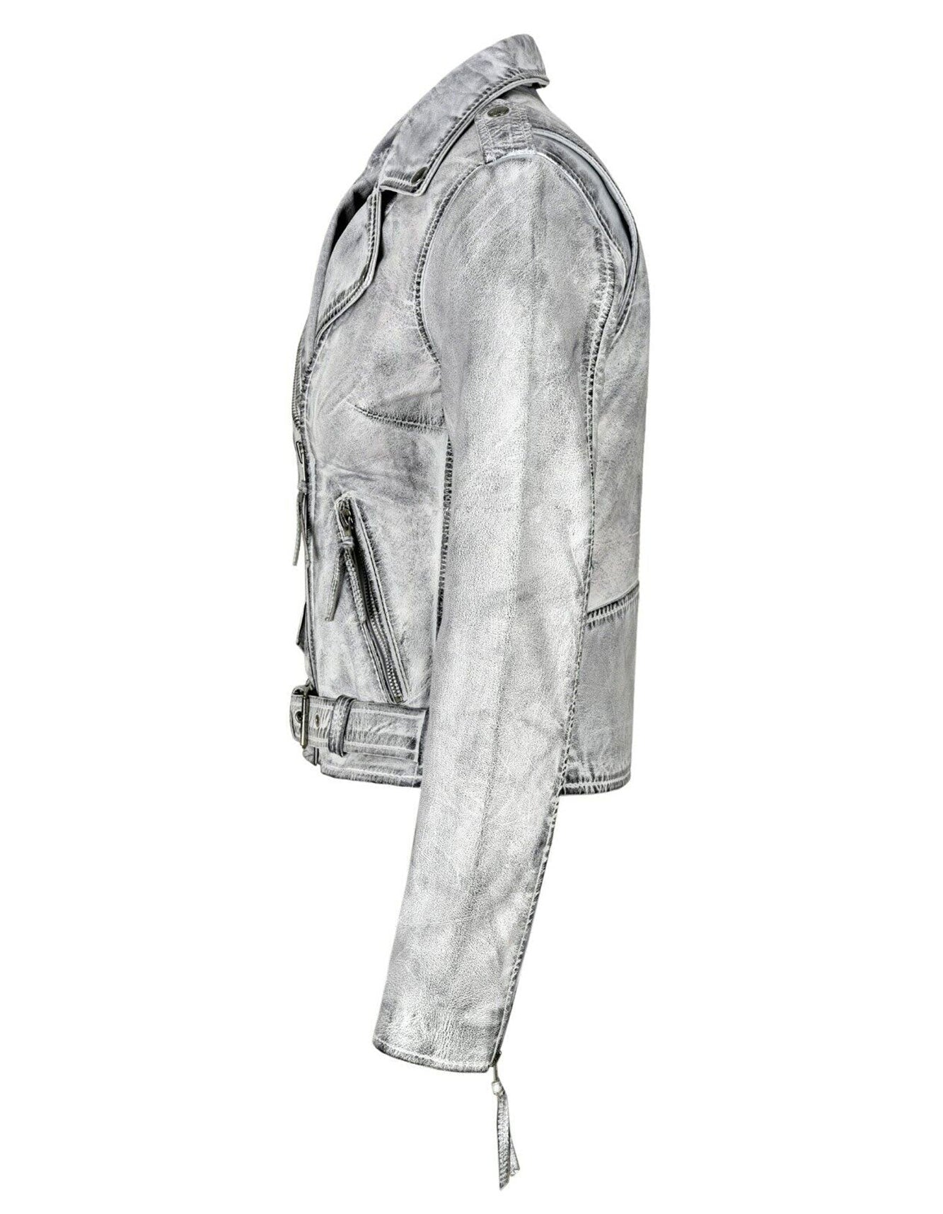 Ladies Gothic White Leather Jacket -  -  - Trippprs