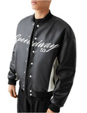 Leather Embroidered Baseball Jacket -  -  - Trippprs