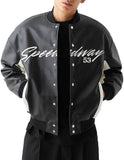 Leather Embroidered Baseball Jacket -  -  - Trippprs