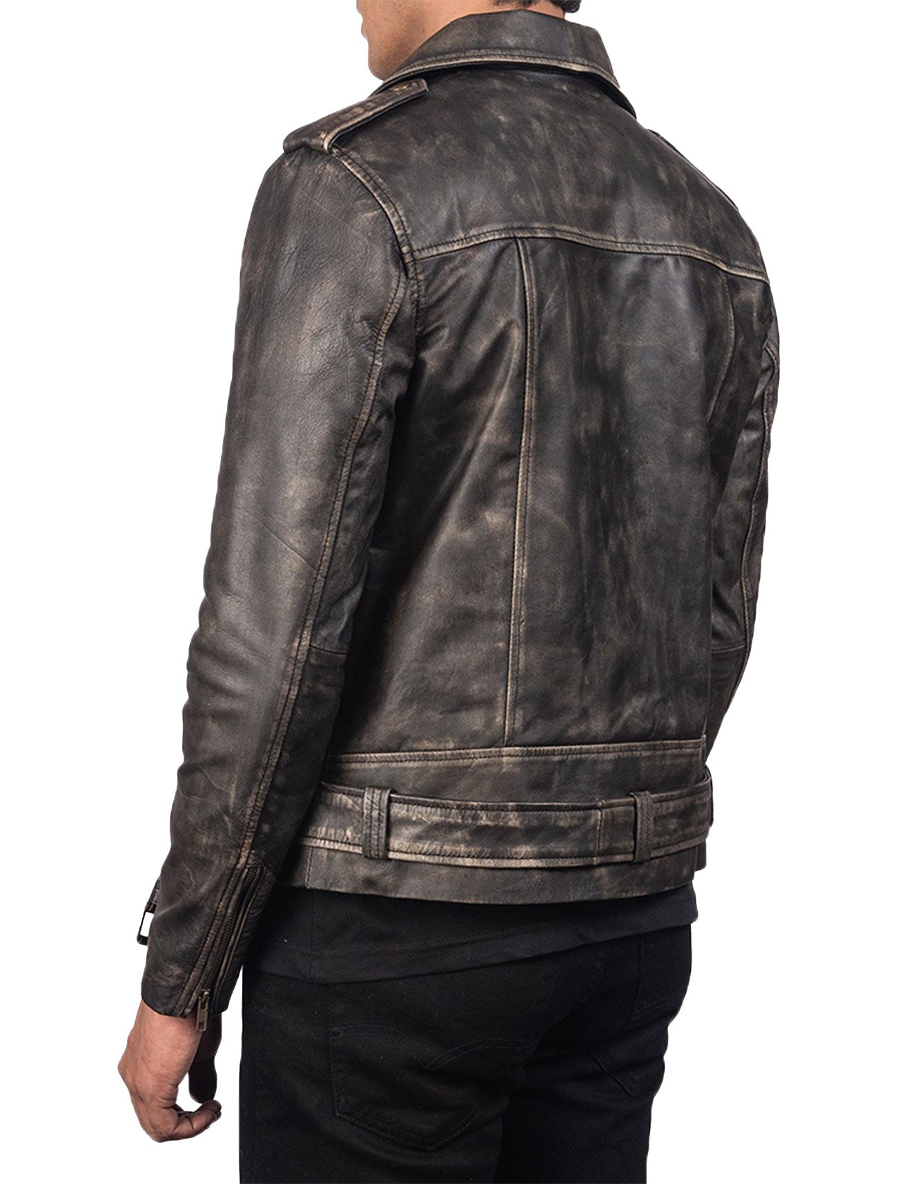 Men's Aged Leather Jacket -  -  - Trippprs