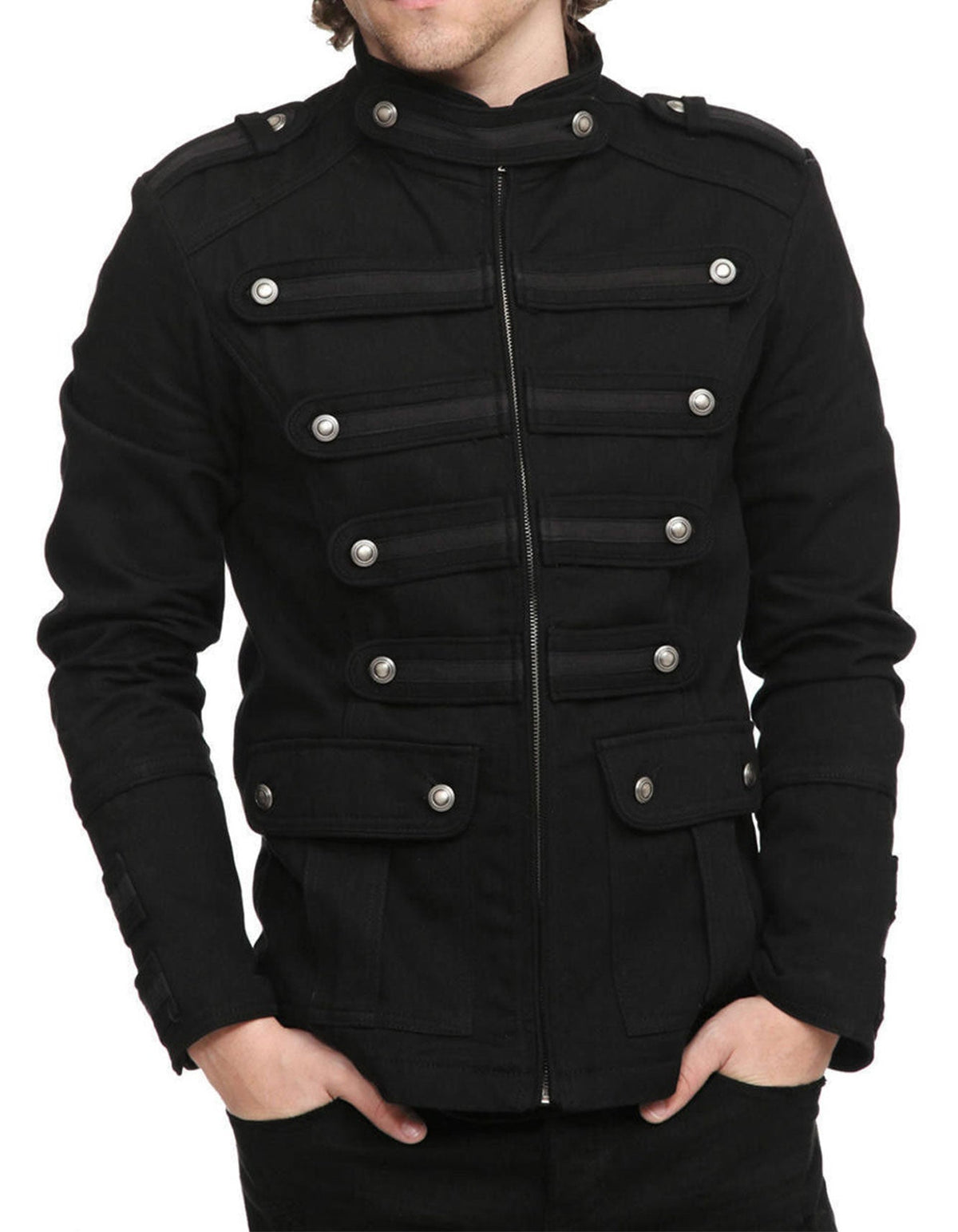 Men's Black Gothic Military Jacket -  -  - Trippprs