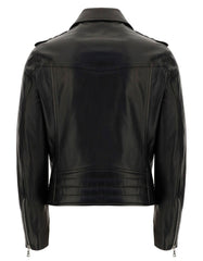 Men's Black Leather Biker Jacket -  -  - Trippprs