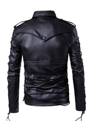 Men's Genuine Leather Biker Jacket Black -  -  - Trippprs
