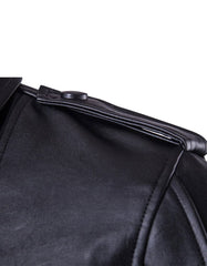 Men's Genuine Leather Biker Jacket Black -  -  - Trippprs