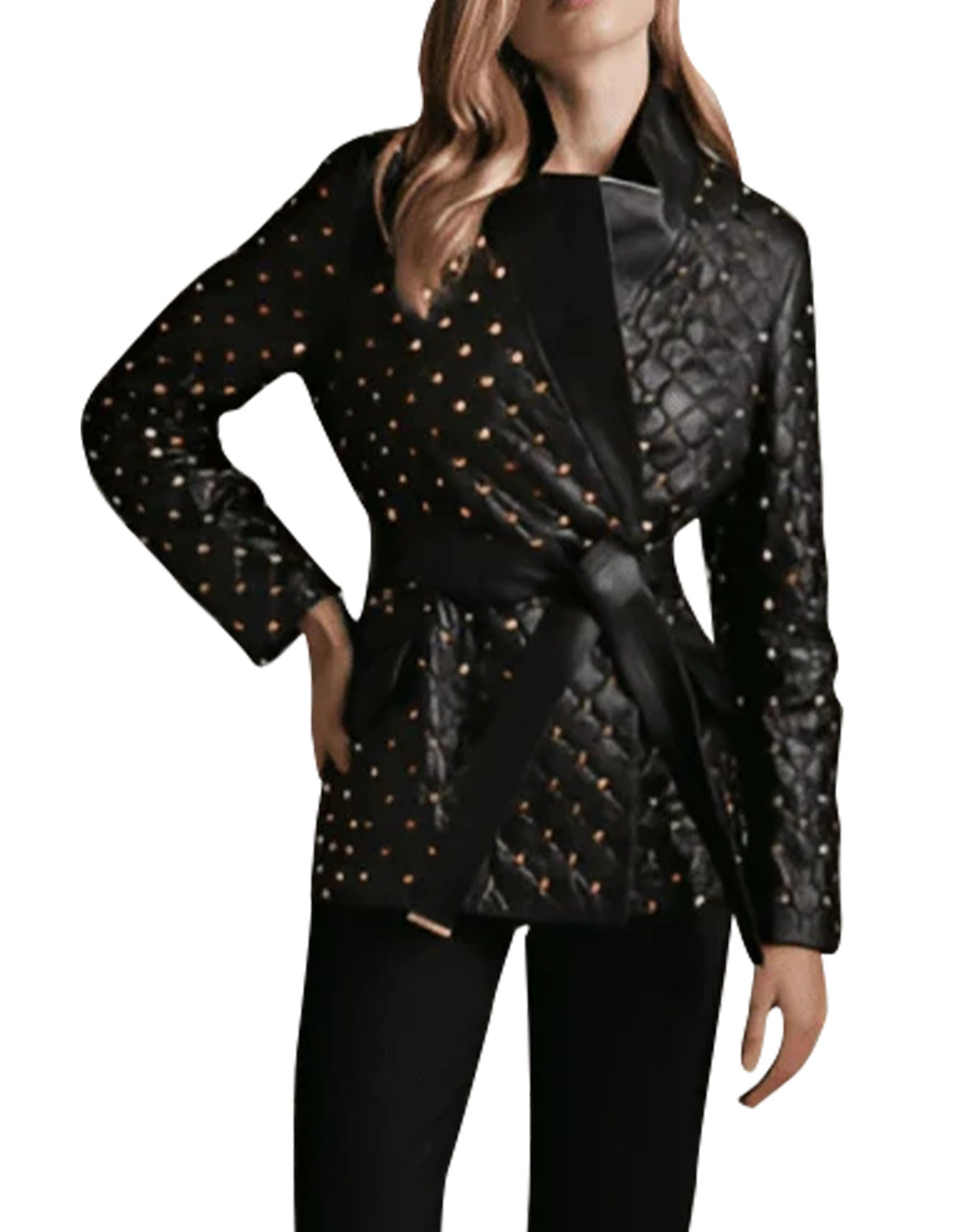 Midnight Majesty Studded Leather Blazer -  -  - Trippprs