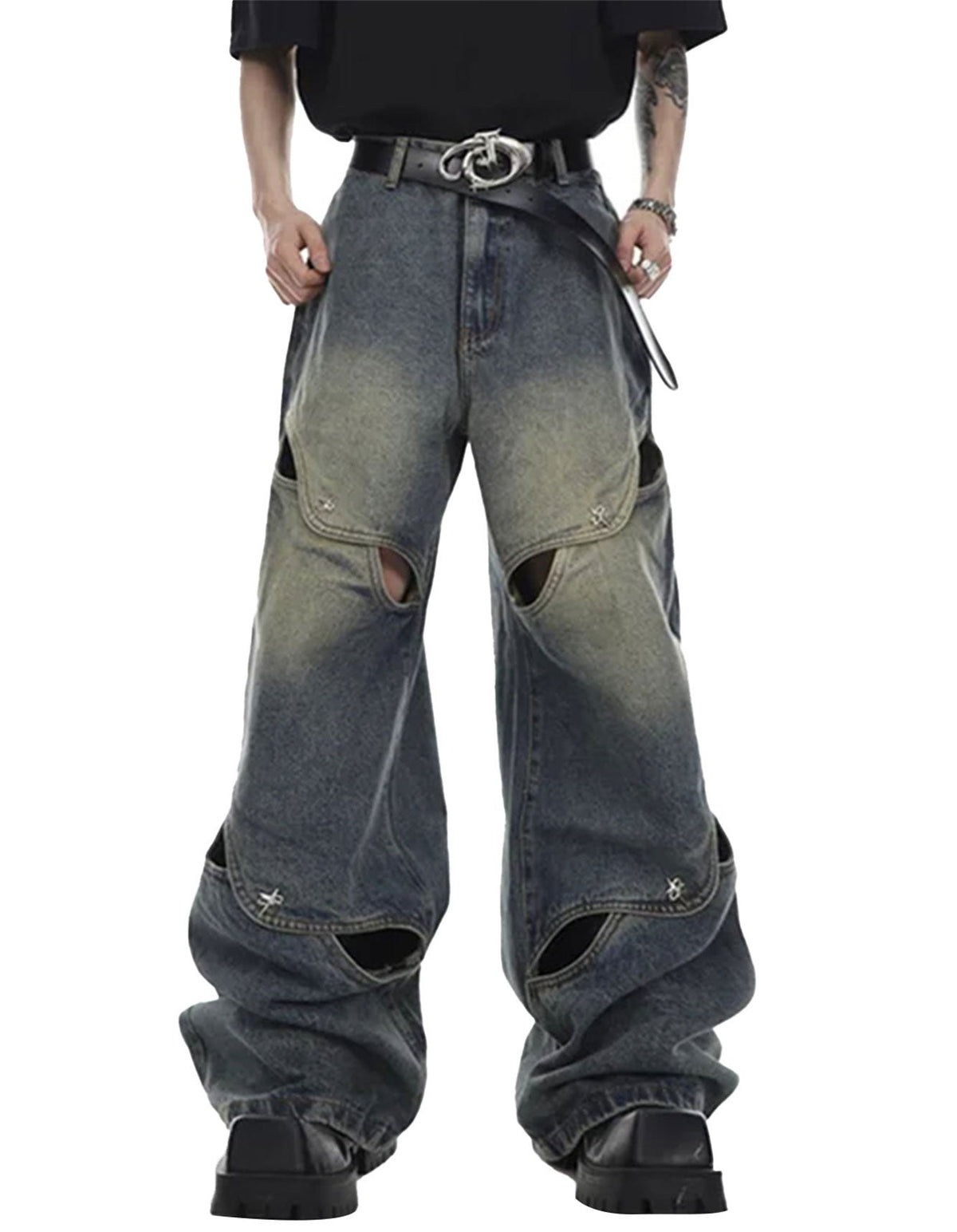 NOYMEI Men's Y2K Denim Jeans -  -  - Trippprs
