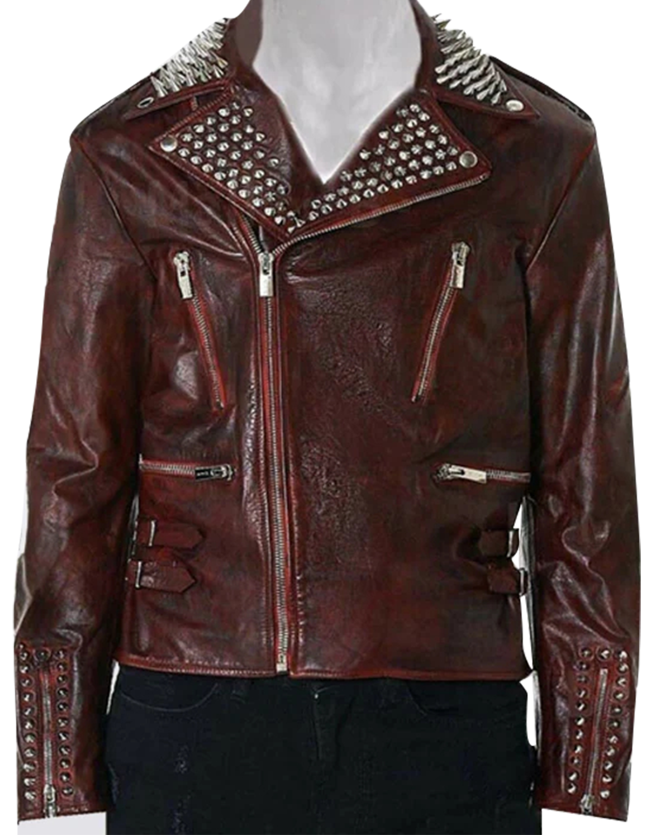 Red Metallic Spiked Studded Jacket -  -  - Trippprs