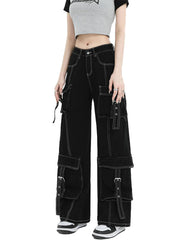 Teen Girl Contrast Stitch Black Jeans