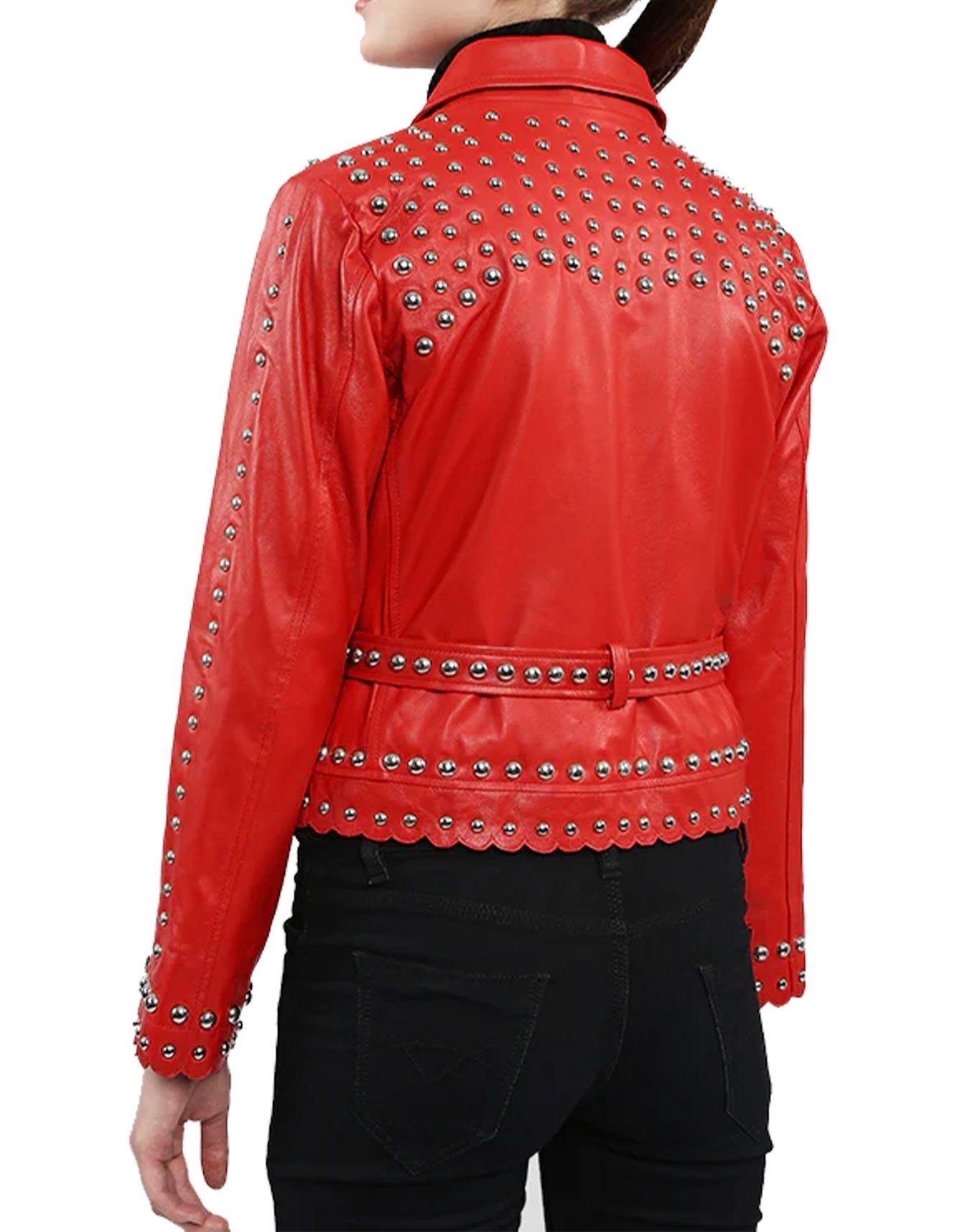 Scarlet Elegance Studded Leather Jacket -  -  - Trippprs