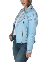 Sky Blue Leather Jacket -  -  - Trippprs