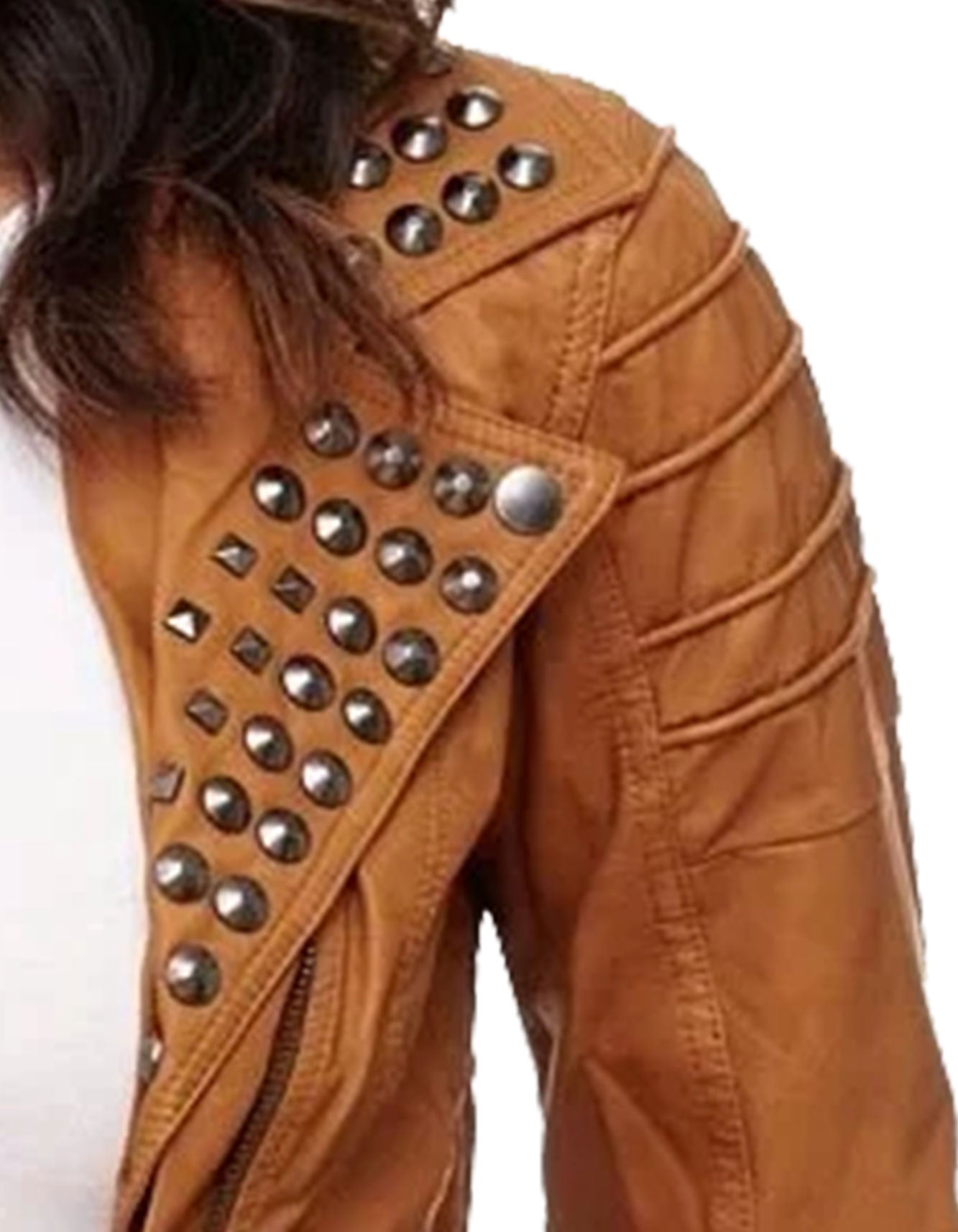 Studded Brown Biker Jacket -  -  - Trippprs