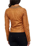 Studded Brown Biker Jacket -  -  - Trippprs