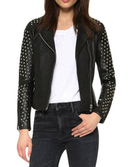 Taliyah Black Studded Leather Jacket -  -  - Trippprs