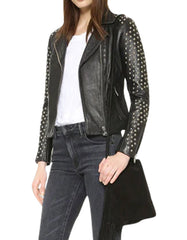 Taliyah Black Studded Leather Jacket -  -  - Trippprs