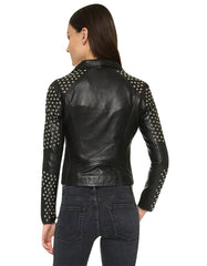 Taliyah Black Studded Leather Jacket -  -  - Trippprs