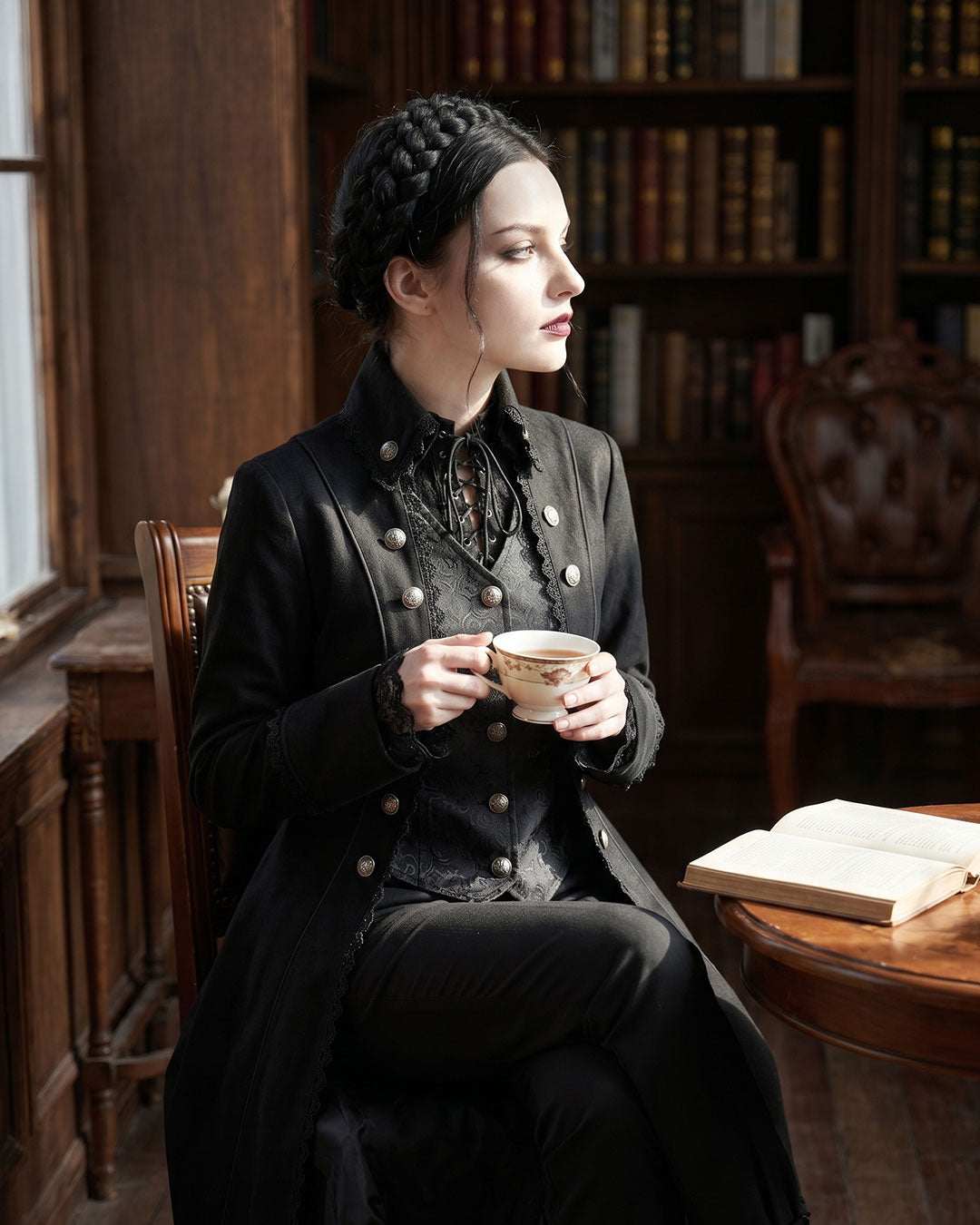 Women's Black Gothic Long Coat