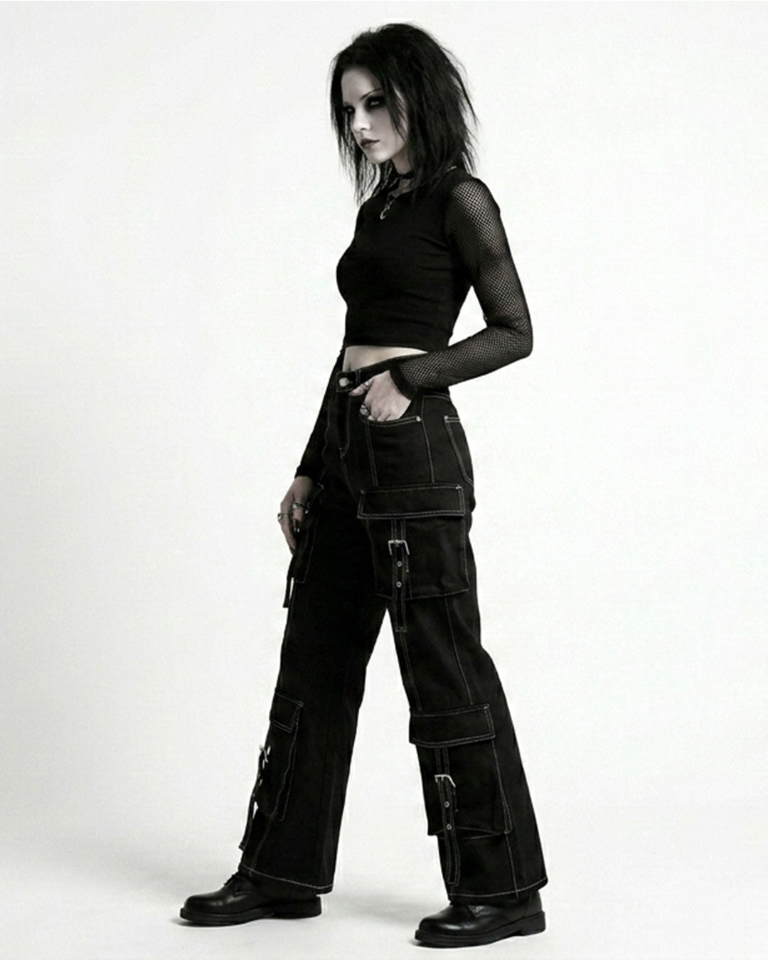 Teen Girl Contrast Stitch Black Jeans