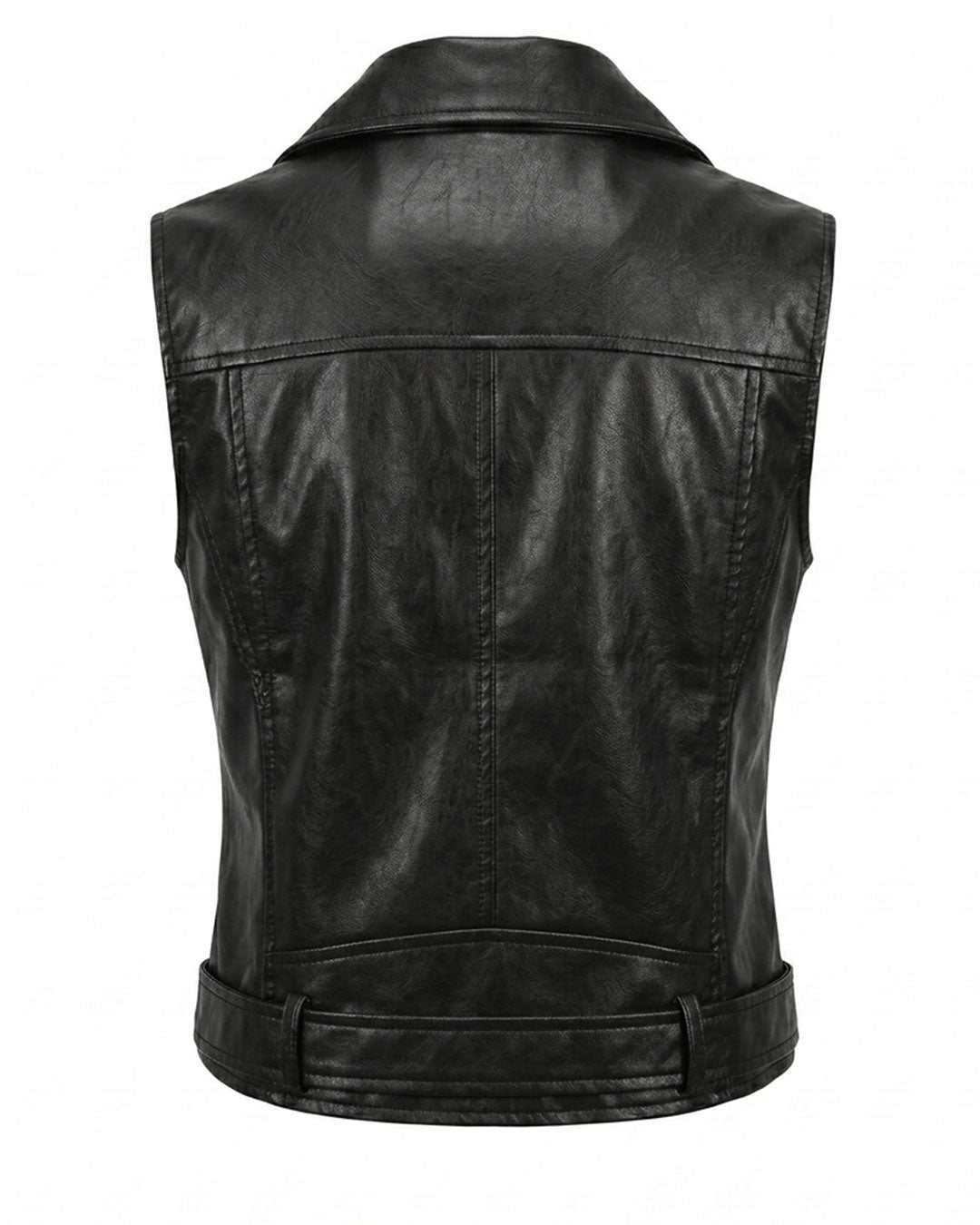 Black Leather Moto Vest