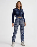 Women’s Cotton Blend Multi-Pocket Cargo Jeans